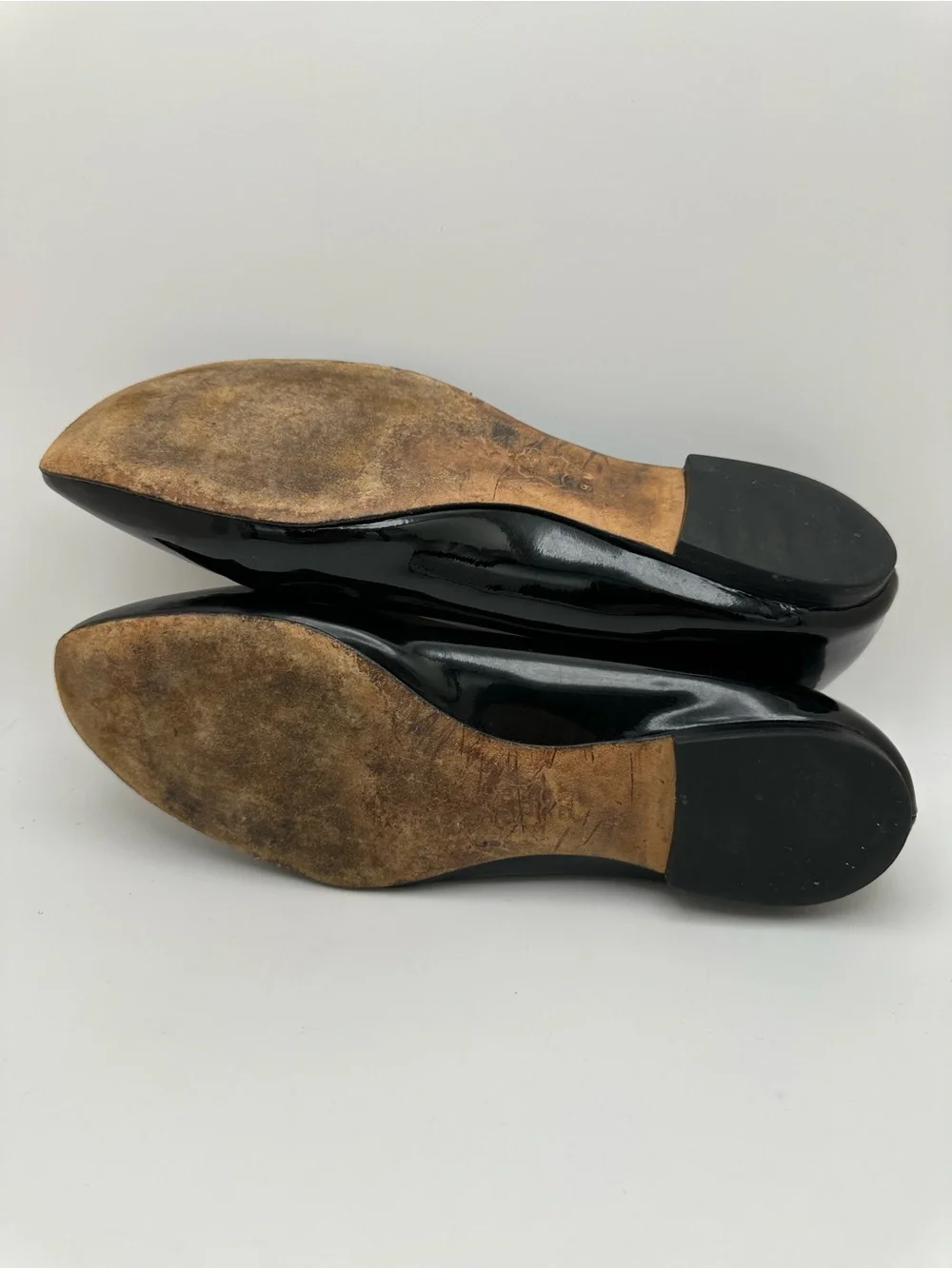 Tory Burch Black Patent Leather Logo Flats with Gold Emblem